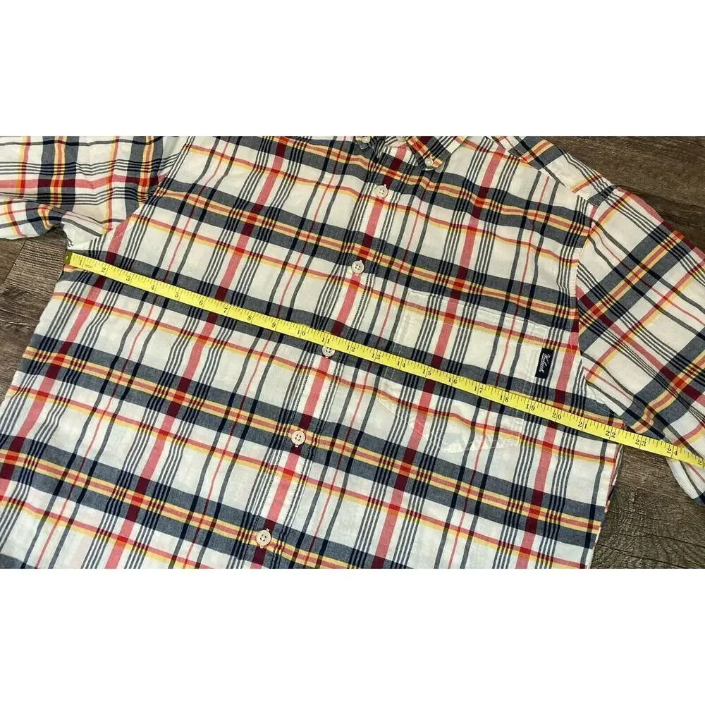 Woolrich Men’s Blue Plaid Button Down Shirt Short Sleeve Cotton Size M - Picture 5 of 8